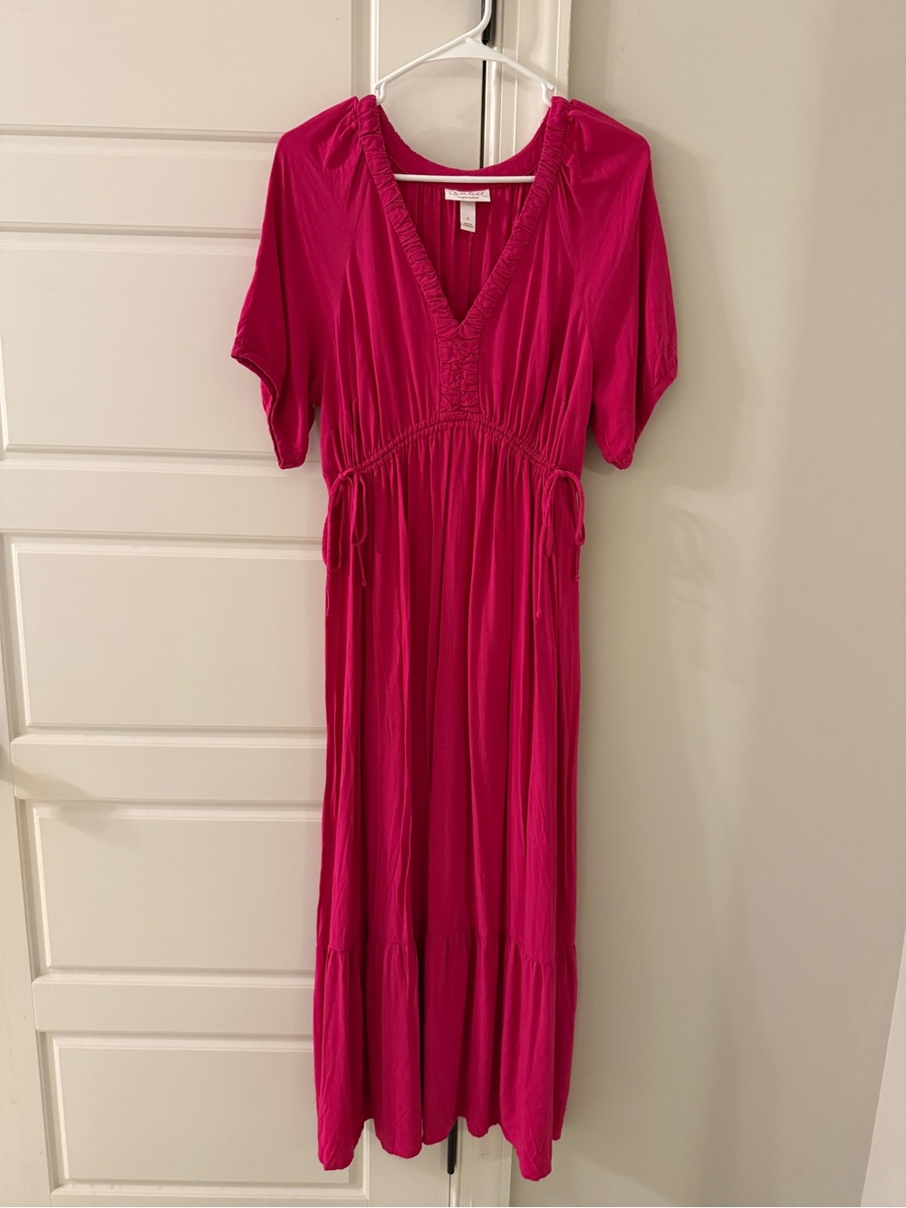 Bright Fuchsia V-Neck Maxi Dress - Isabel by Ingrid+Isabel